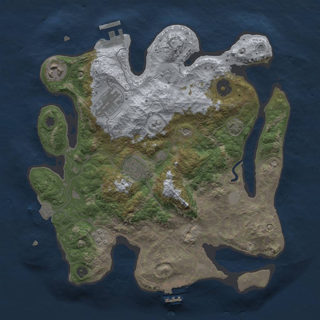 Rust Map: Procedural Map, Size: 3000, Seed: 9117734, 12 Monuments