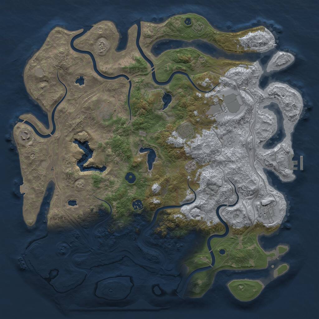 Rust Map: Procedural Map, Size: 4500, Seed: 176358398, 13 Monuments