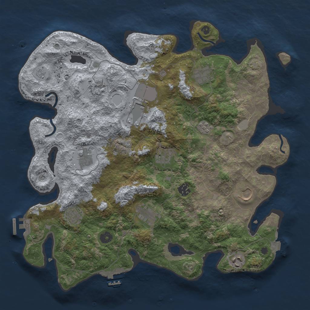 Rust Map: Procedural Map, Size: 3850, Seed: 901967851, 19 Monuments