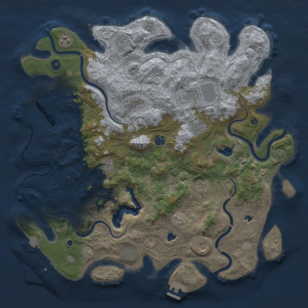 Rust Map: Procedural Map, Size: 4500, Seed: 1129140374, 17 Monuments