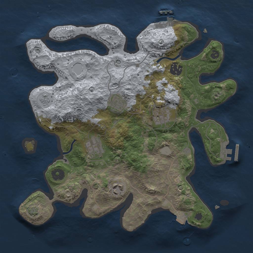 Rust Map: Procedural Map, Size: 3000, Seed: 1715224690, 13 Monuments