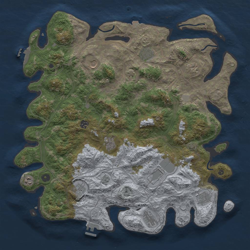 Rust Map: Procedural Map, Size: 4500, Seed: 496927929, 19 Monuments