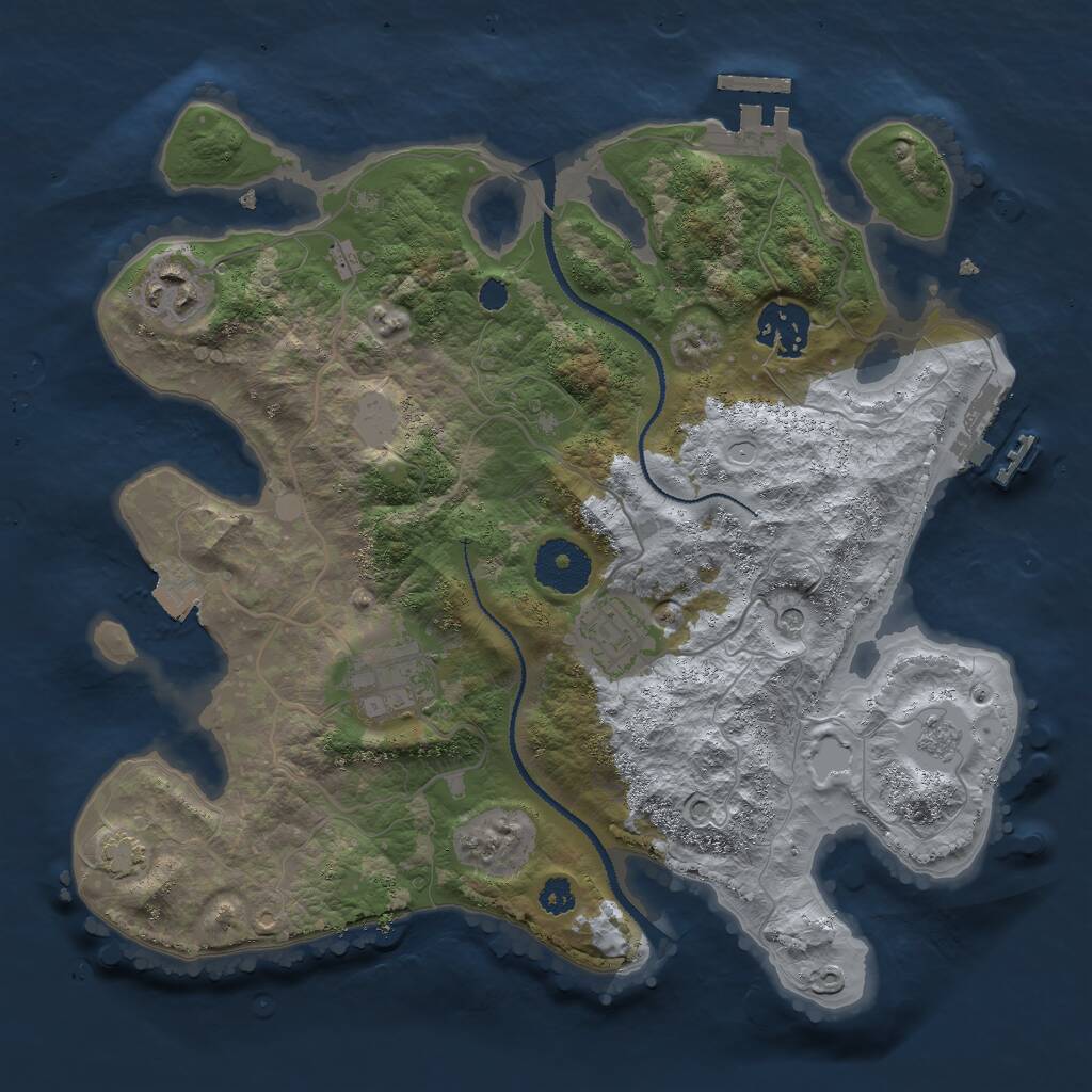 Rust Map: Procedural Map, Size: 3000, Seed: 958429873, 10 Monuments