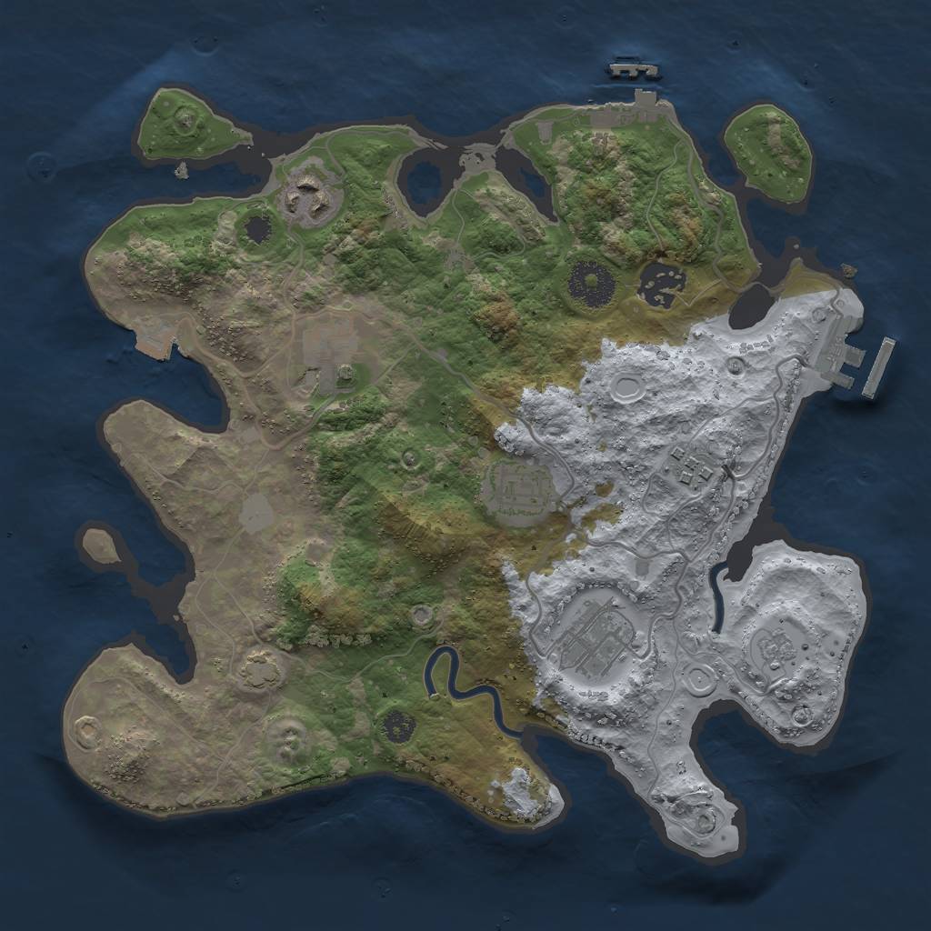 Rust Map: Procedural Map, Size: 3000, Seed: 958429873, 13 Monuments