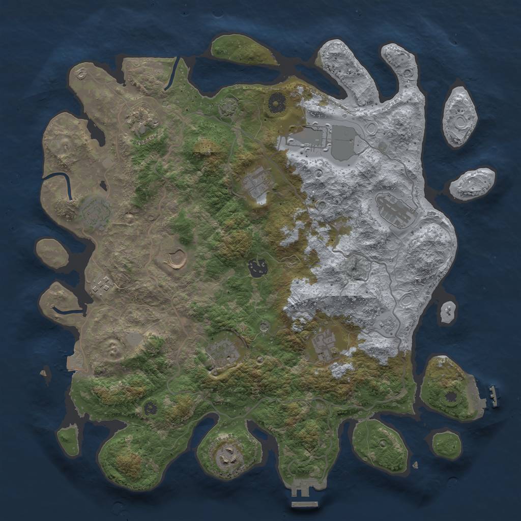 Rust Map: Procedural Map, Size: 4000, Seed: 2132913518, 19 Monuments