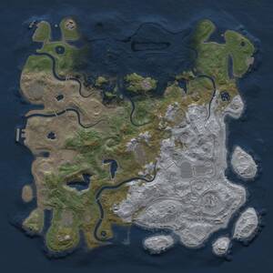 Thumbnail Rust Map: Procedural Map, Size: 4500, Seed: 1768028695, 17 Monuments