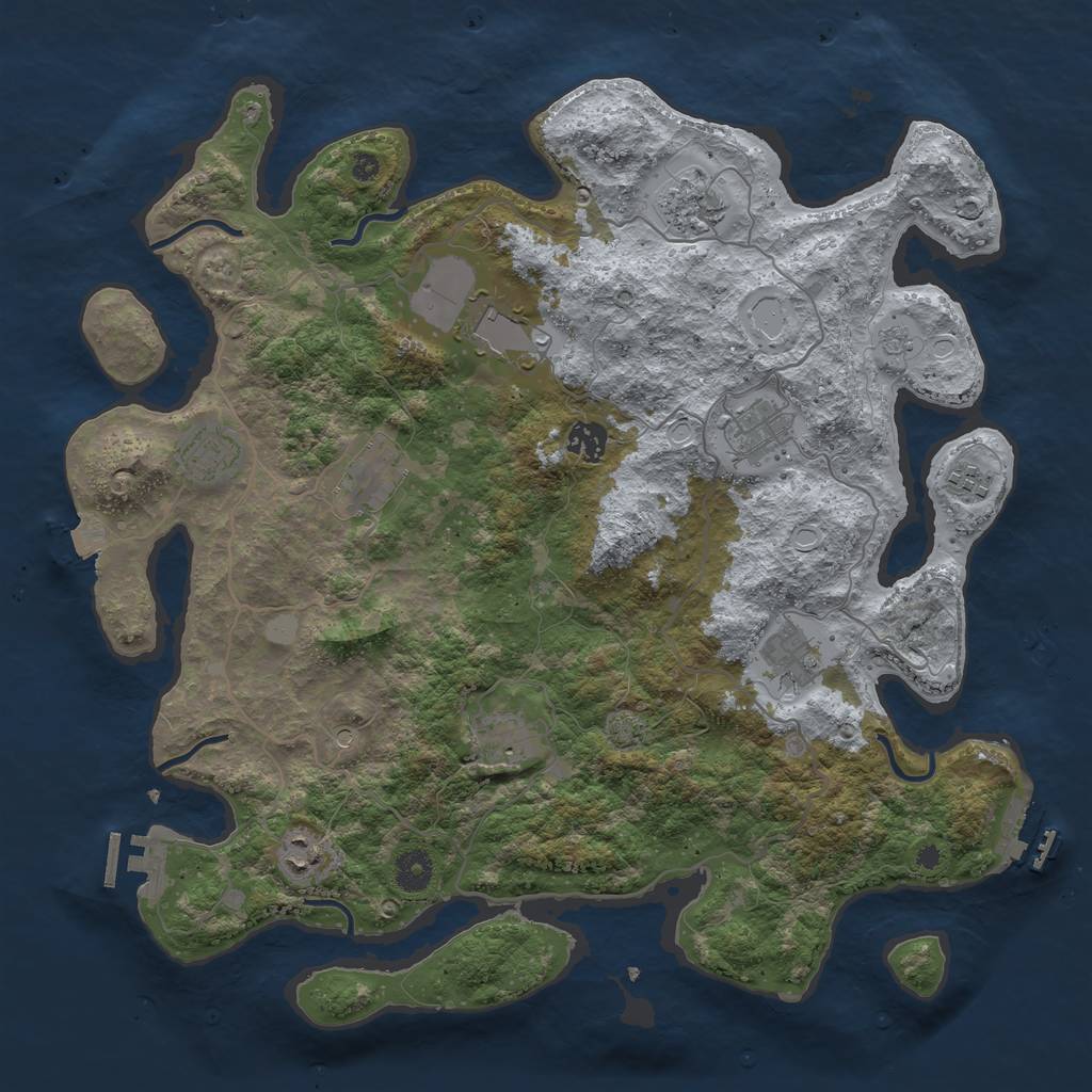 Rust Map: Procedural Map, Size: 4000, Seed: 1764205413, 18 Monuments