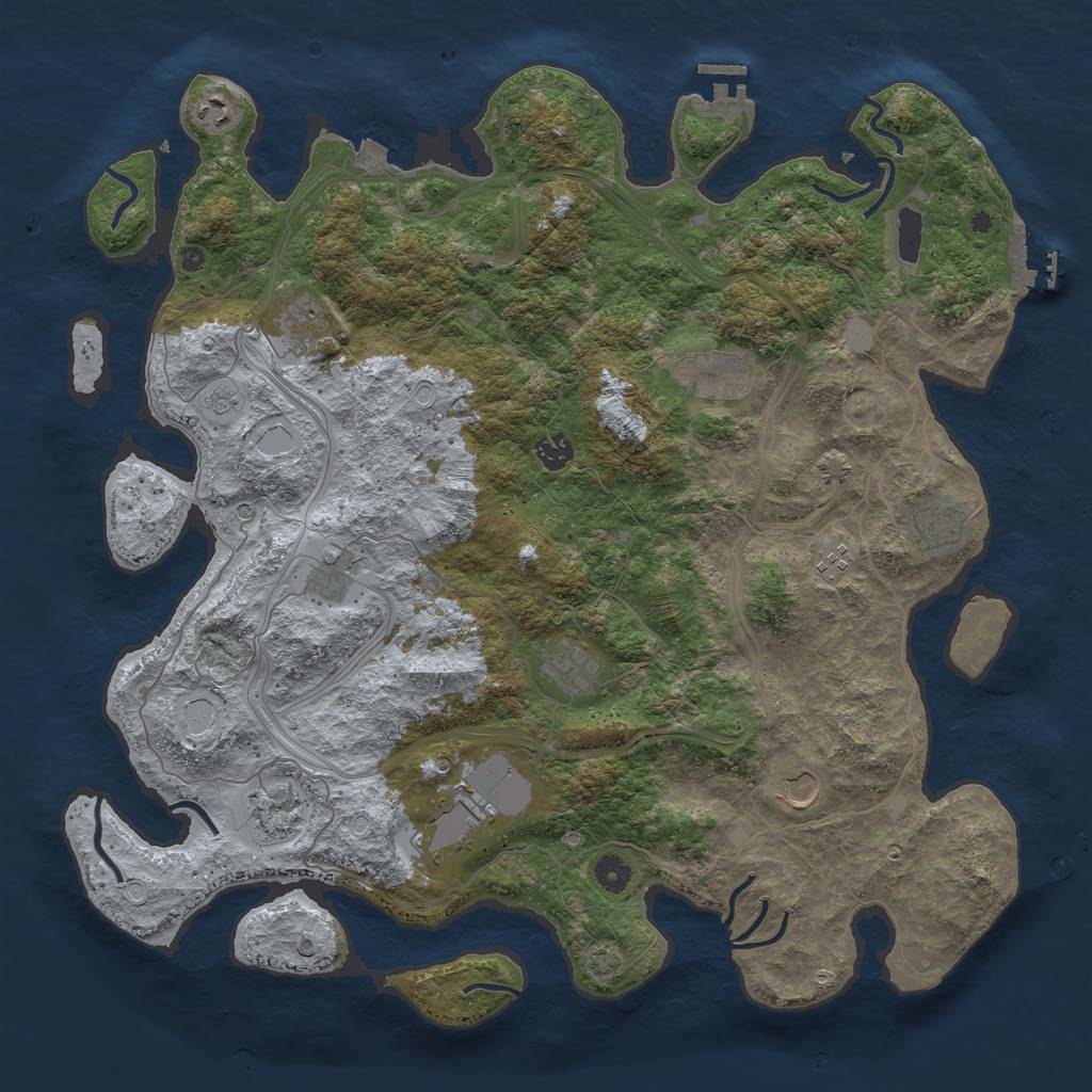 Rust Map: Procedural Map, Size: 4500, Seed: 554471910, 19 Monuments