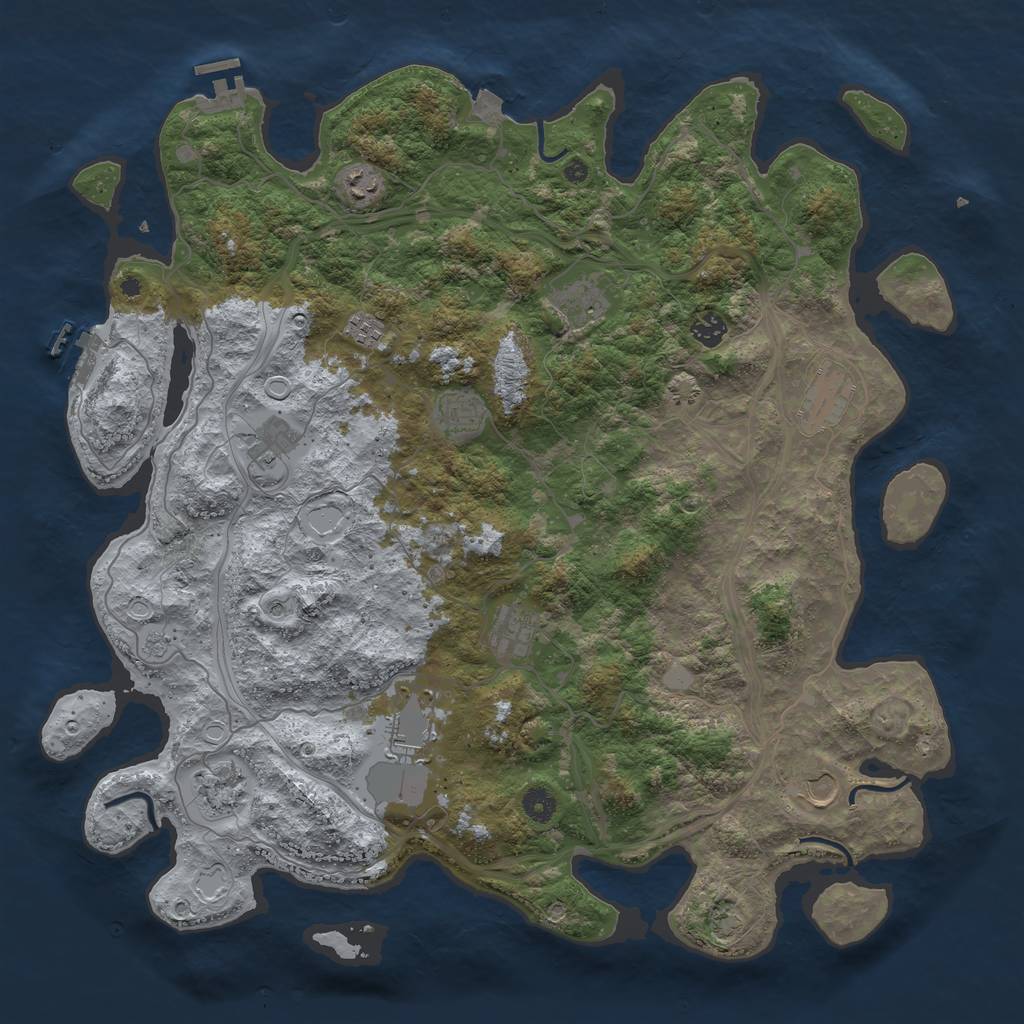 Rust Map: Procedural Map, Size: 4500, Seed: 4307820, 19 Monuments