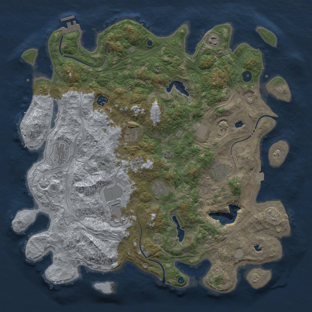 Rust Map: Procedural Map, Size: 4500, Seed: 4307820, 14 Monuments
