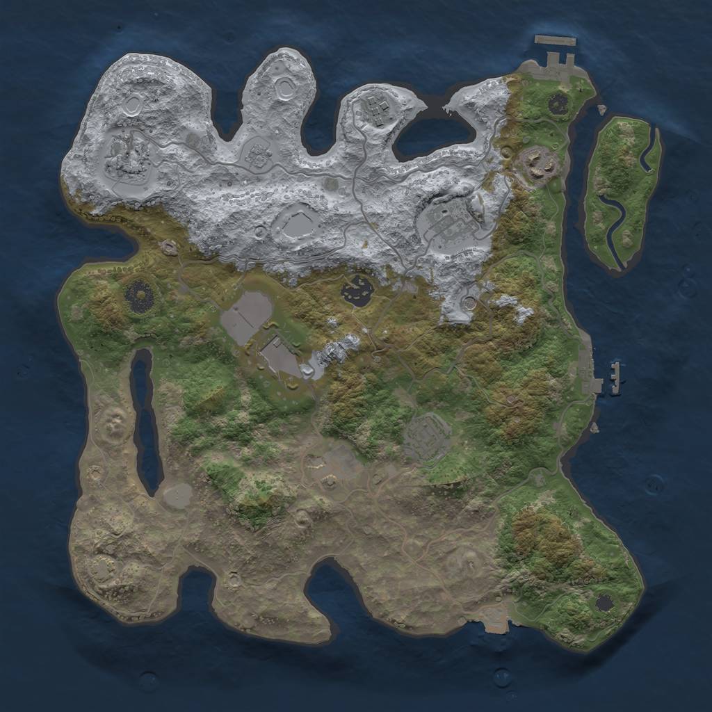 Rust Map: Procedural Map, Size: 3500, Seed: 717732343, 16 Monuments