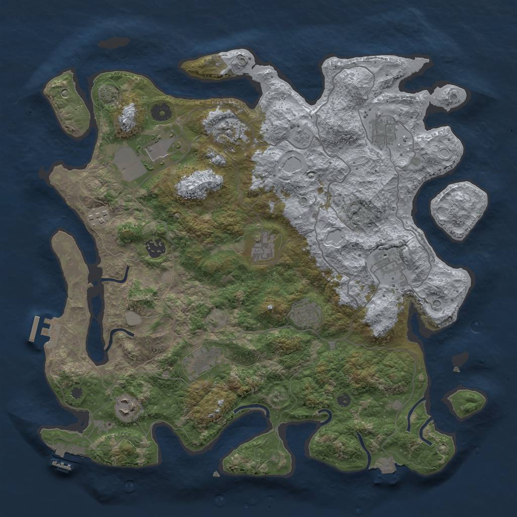 Rust Map: Procedural Map, Size: 4000, Seed: 1003709784, 18 Monuments