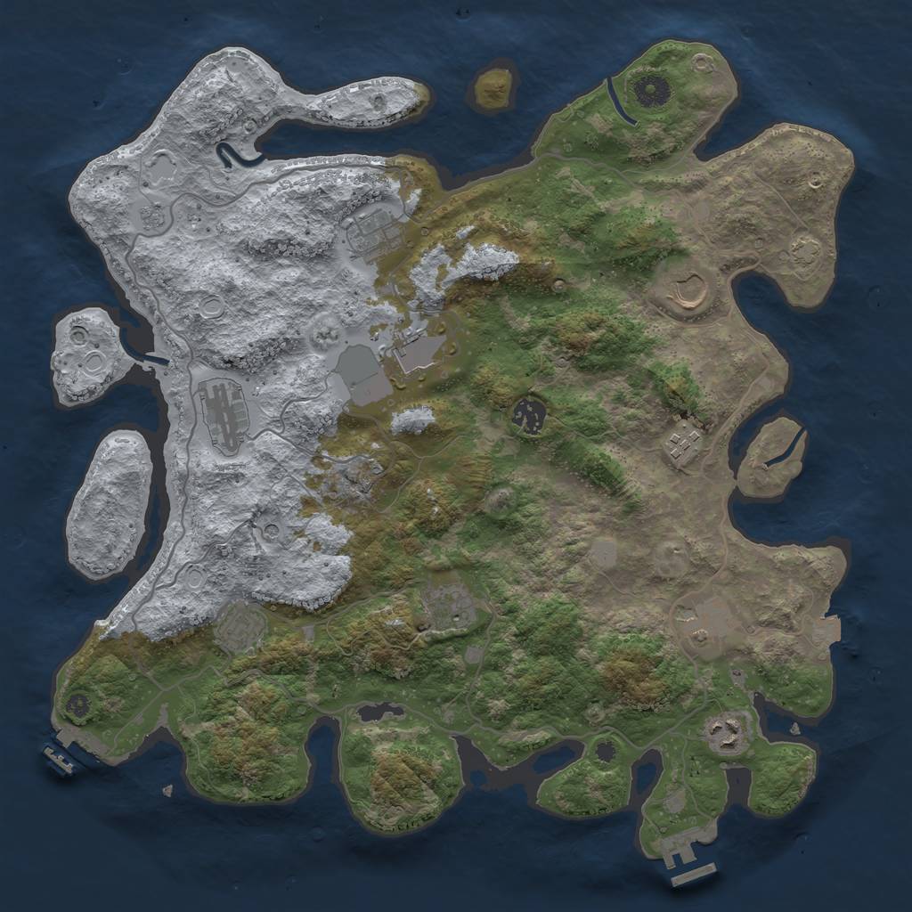 Rust Map: Procedural Map, Size: 4000, Seed: 1349375528, 18 Monuments