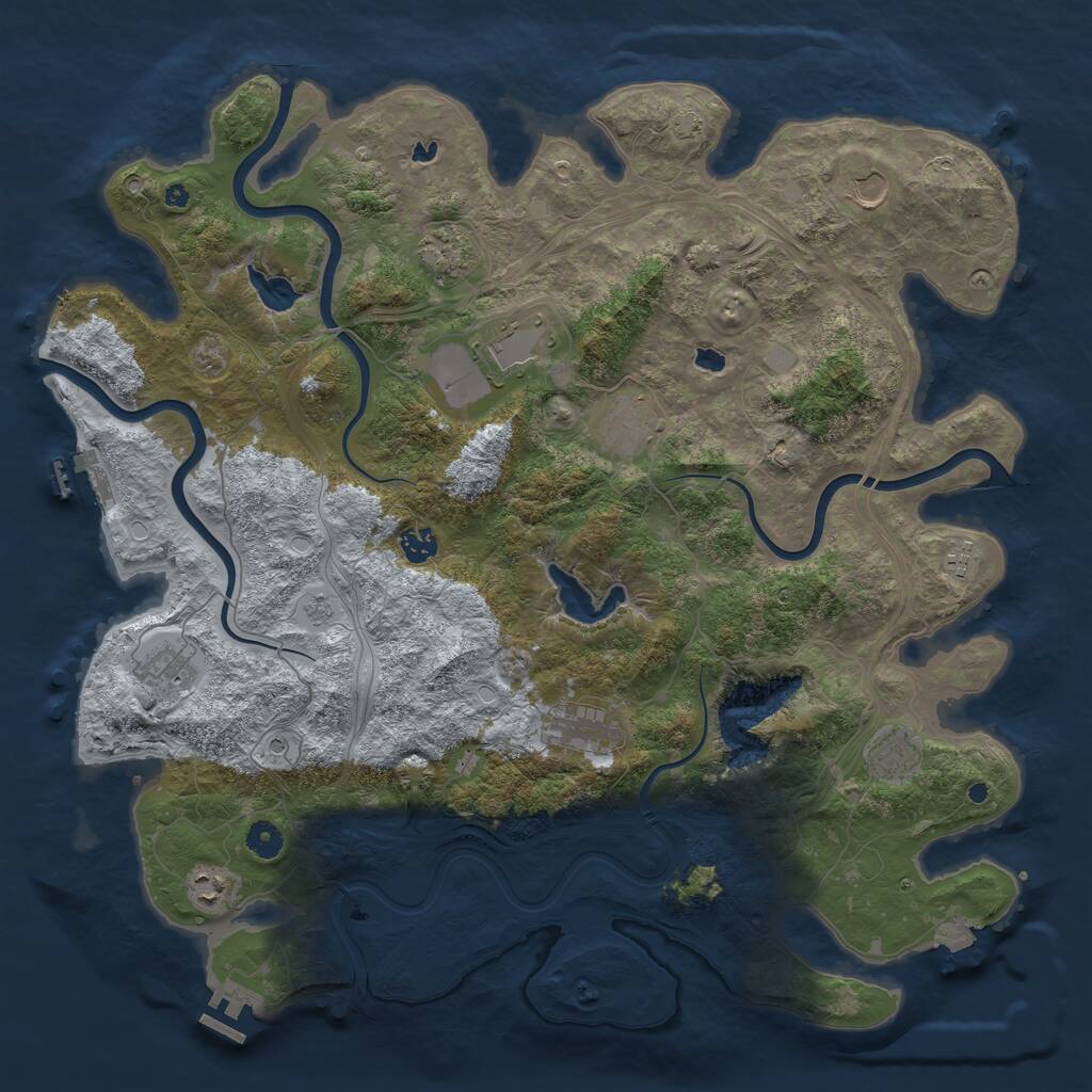 Rust Map: Procedural Map, Size: 4500, Seed: 965432178, 16 Monuments