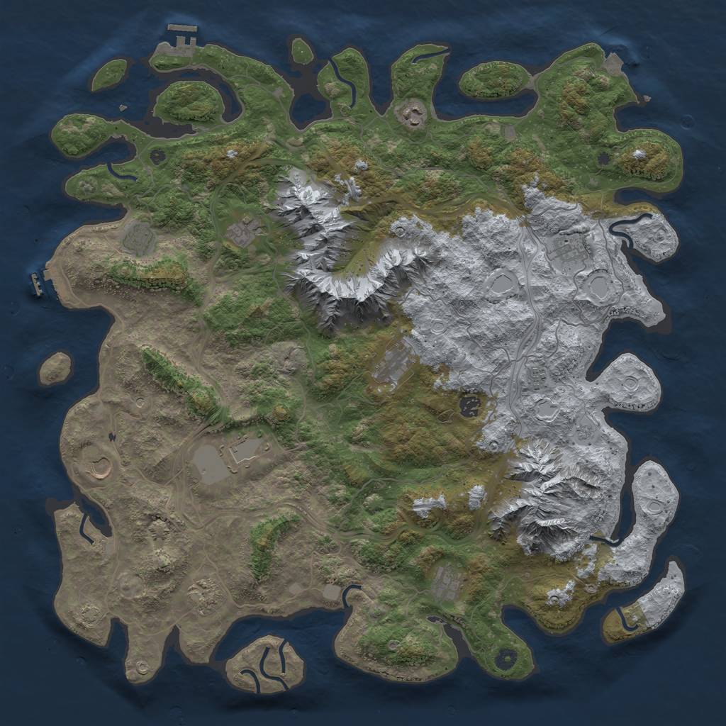 Rust Map: Procedural Map, Size: 5000, Seed: 987276281, 19 Monuments