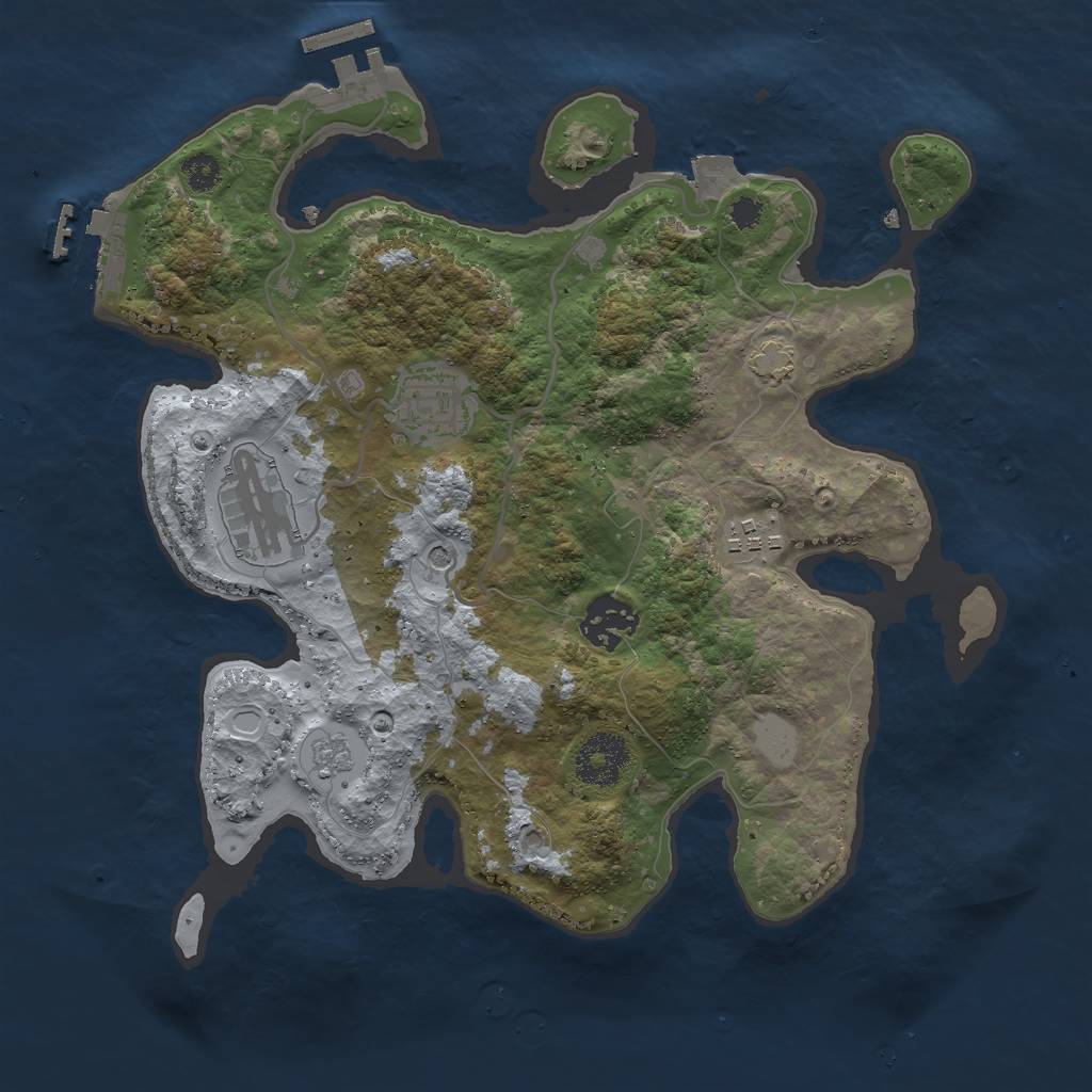 Rust Map: Procedural Map, Size: 3000, Seed: 2055101091, 12 Monuments