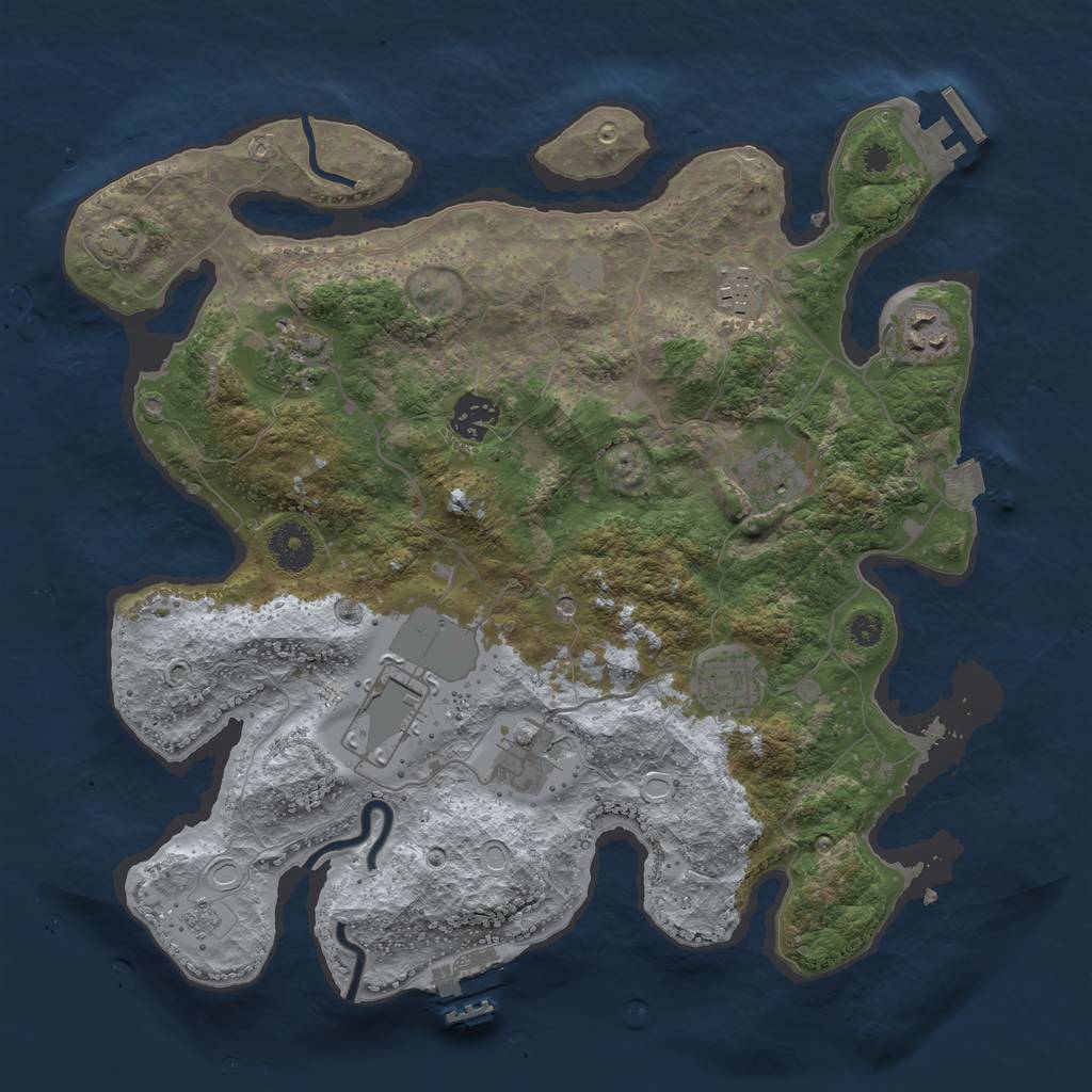 Rust Map: Procedural Map, Size: 3500, Seed: 332583648, 16 Monuments