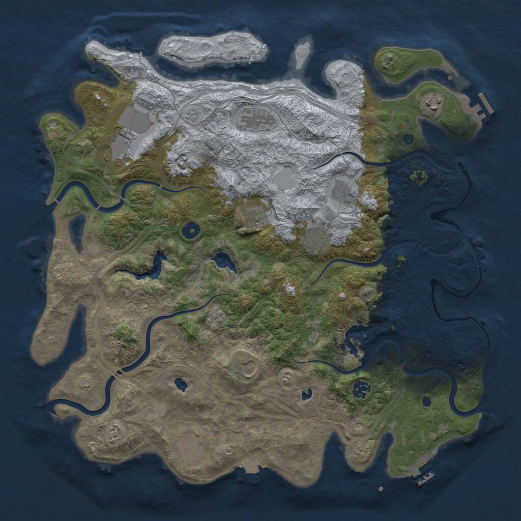 Rust Map: Procedural Map, Size: 4500, Seed: 1071380042, 16 Monuments