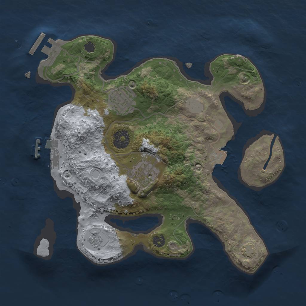 Rust Map: Procedural Map, Size: 2500, Seed: 1338602540, 9 Monuments