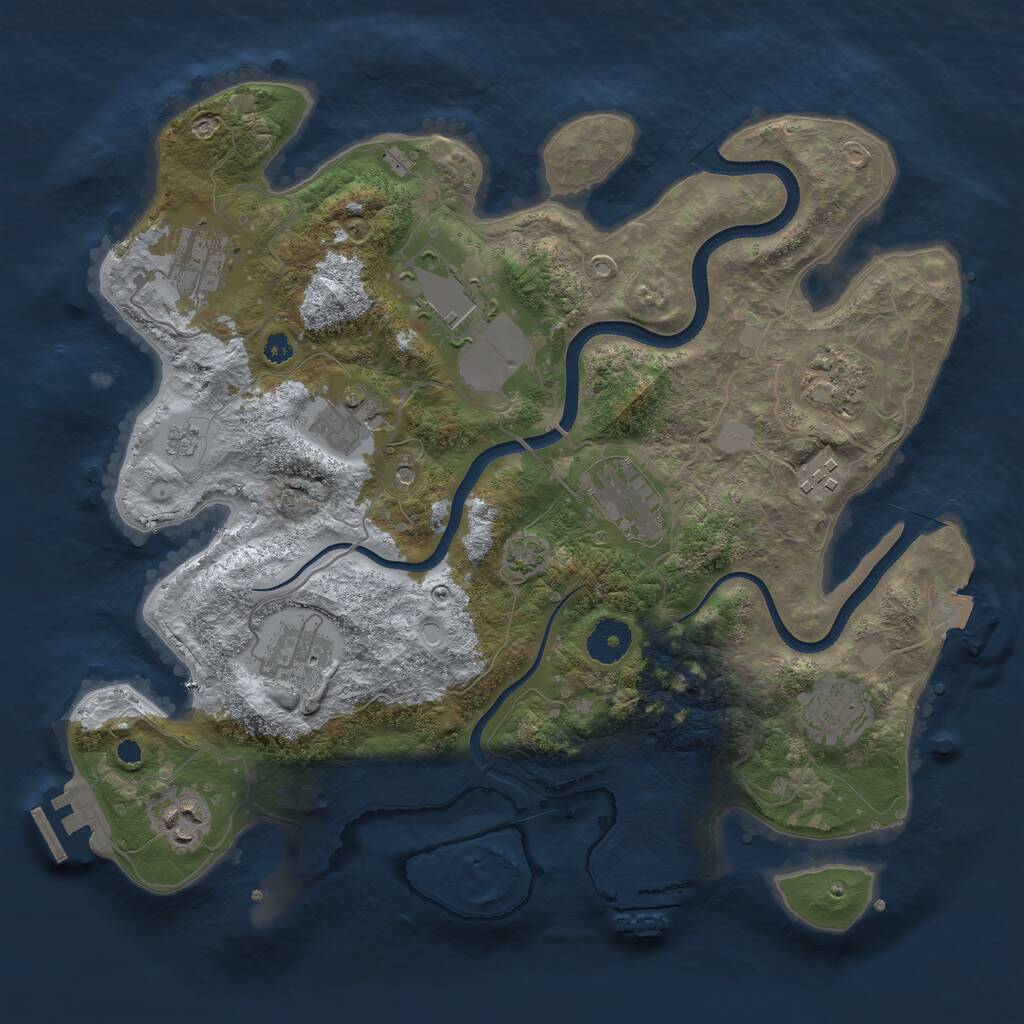 Rust Map: Procedural Map, Size: 3500, Seed: 654597501, 15 Monuments
