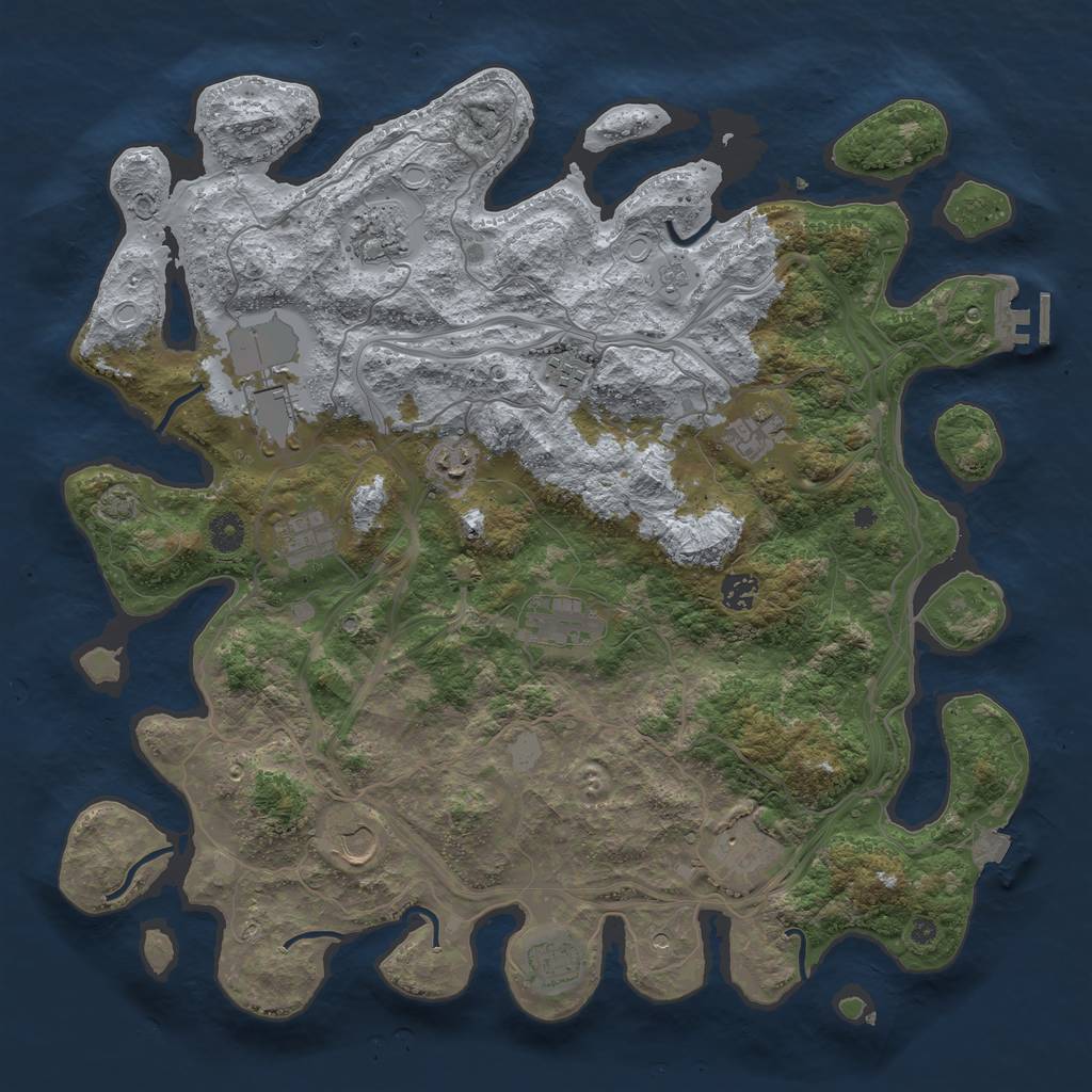 Rust Map: Procedural Map, Size: 4250, Seed: 728763448, 18 Monuments
