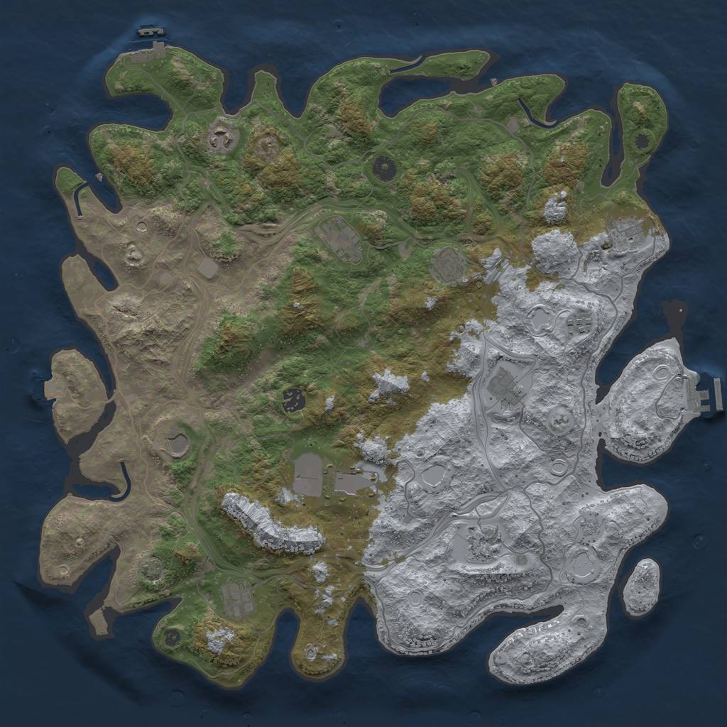 Rust Map: Procedural Map, Size: 4500, Seed: 1922379067, 19 Monuments