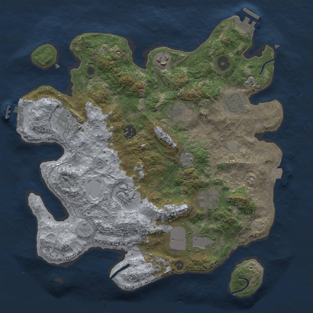 Rust Map: Procedural Map, Size: 3500, Seed: 328079704, 17 Monuments