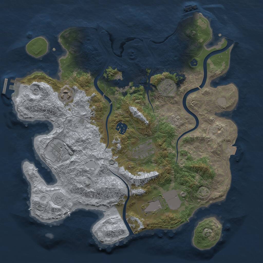 Rust Map: Procedural Map, Size: 3500, Seed: 328079704, 14 Monuments