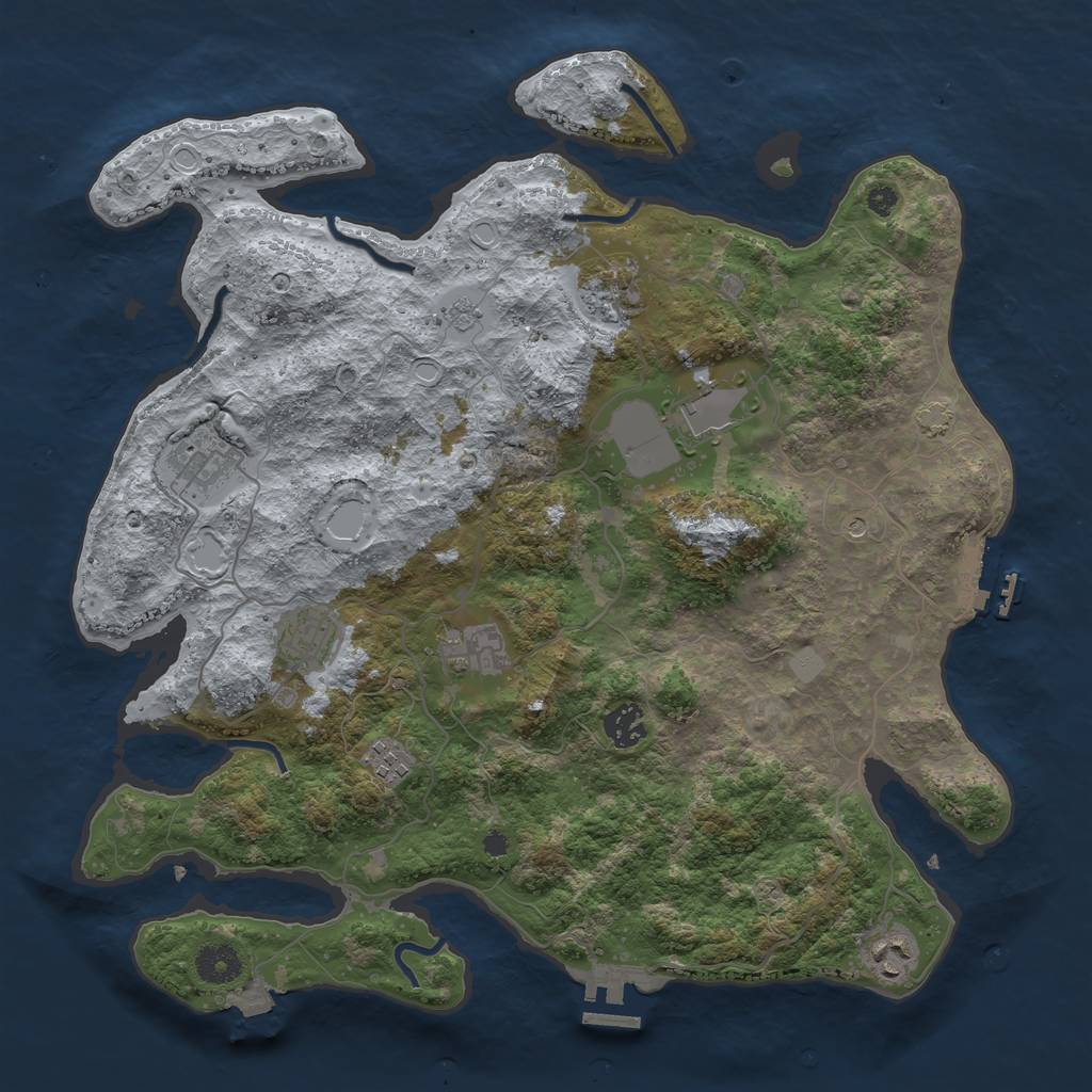 Rust Map: Procedural Map, Size: 3800, Seed: 1109, 16 Monuments