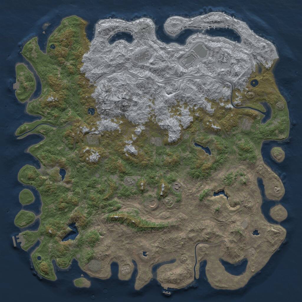 Rust Map: Procedural Map, Size: 6000, Seed: 472549632, 17 Monuments