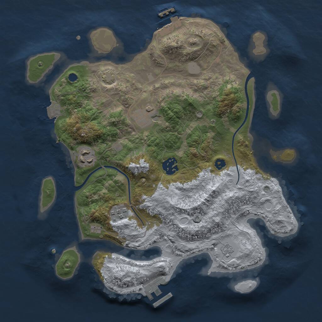 Rust Map: Procedural Map, Size: 3000, Seed: 1006319381, 9 Monuments