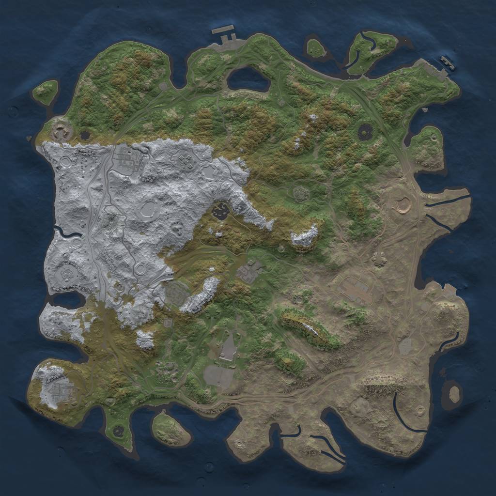 Rust Map: Procedural Map, Size: 4500, Seed: 774161258, 19 Monuments