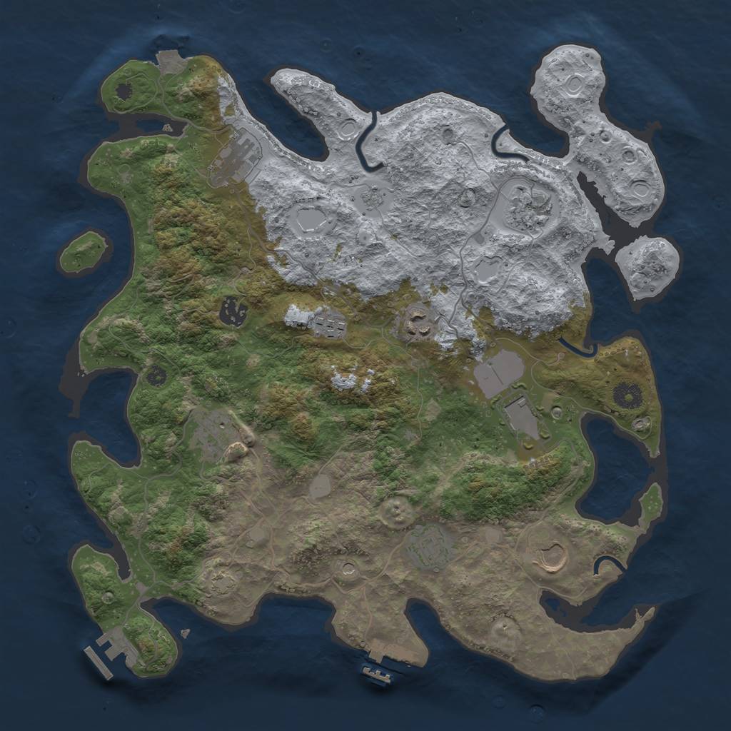 Rust Map: Procedural Map, Size: 3800, Seed: 265879256, 17 Monuments