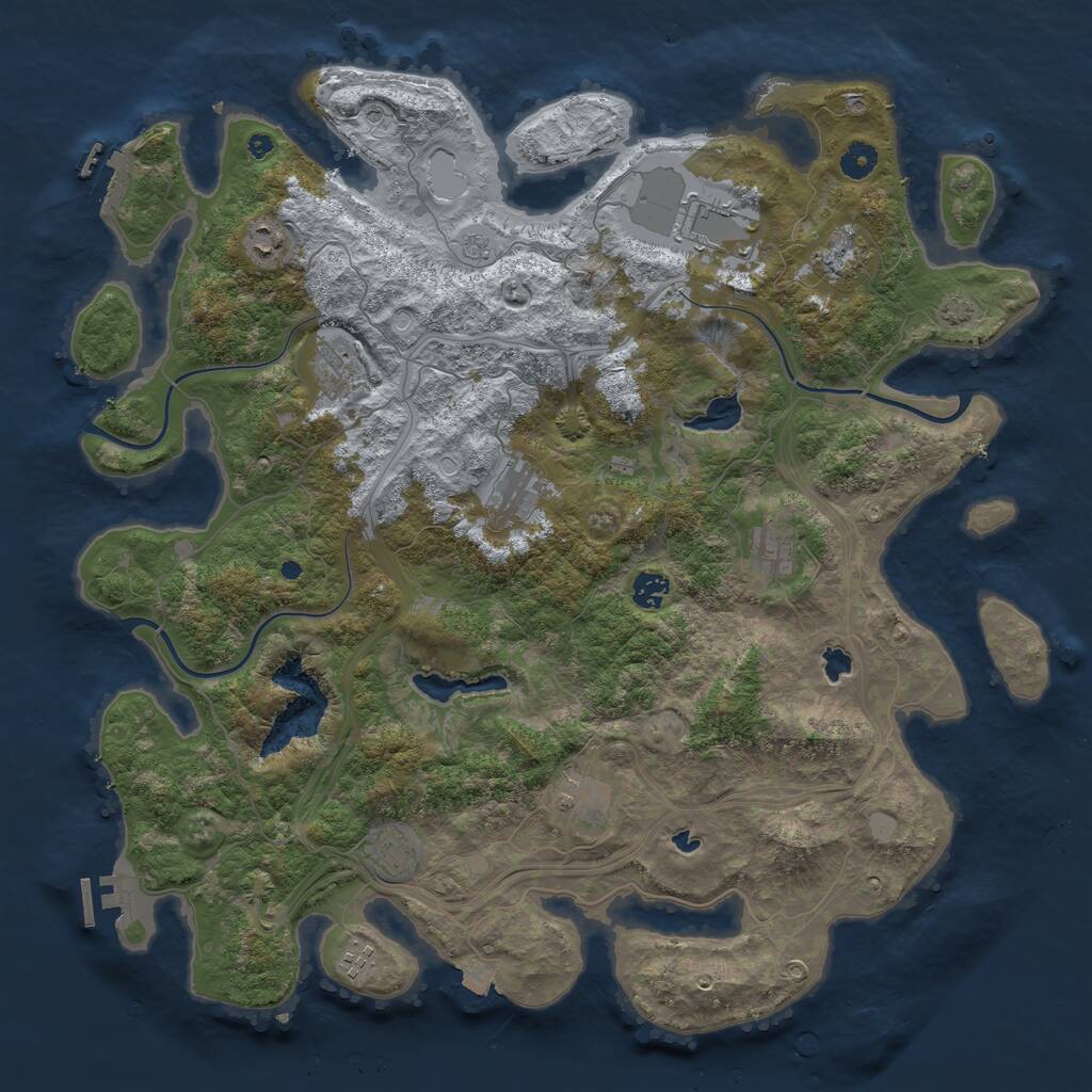 Rust Map: Procedural Map, Size: 4500, Seed: 1200215230, 16 Monuments