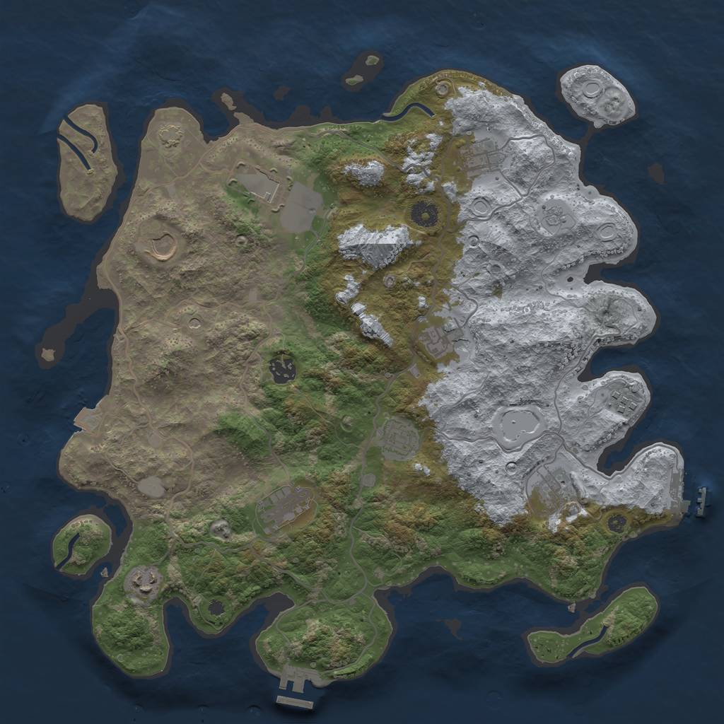 Rust Map: Procedural Map, Size: 4000, Seed: 64543722, 18 Monuments