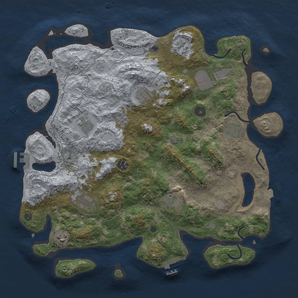 Rust Map: Procedural Map, Size: 4000, Seed: 1577458334, 18 Monuments