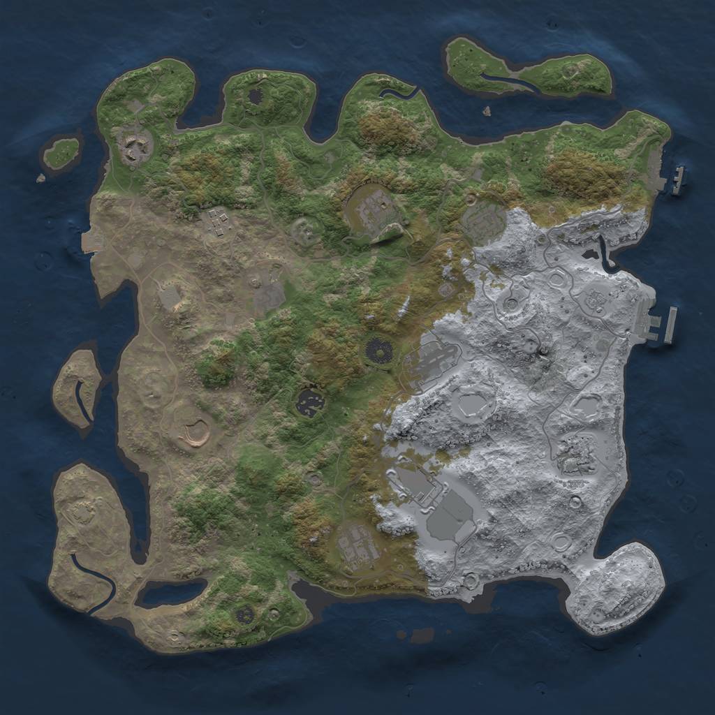 Rust Map: Procedural Map, Size: 3950, Seed: 1096296330, 19 Monuments