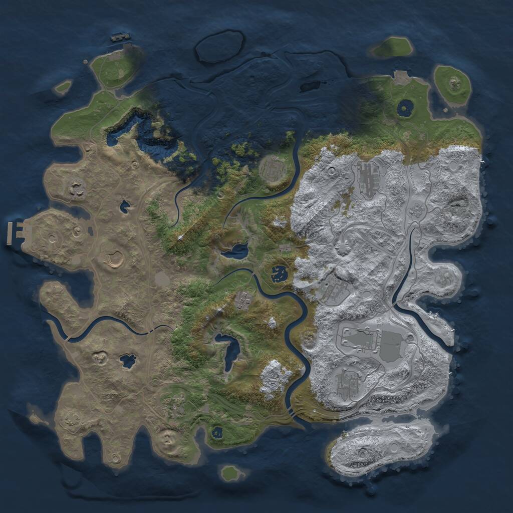 Rust Map: Procedural Map, Size: 4500, Seed: 90090524, 16 Monuments
