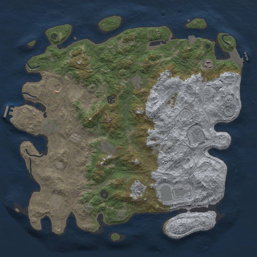 Rust Map: Procedural Map, Size: 4500, Seed: 90090524, 19 Monuments