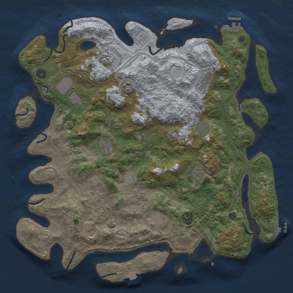 Rust Map: Procedural Map, Size: 4500, Seed: 1181077788, 19 Monuments