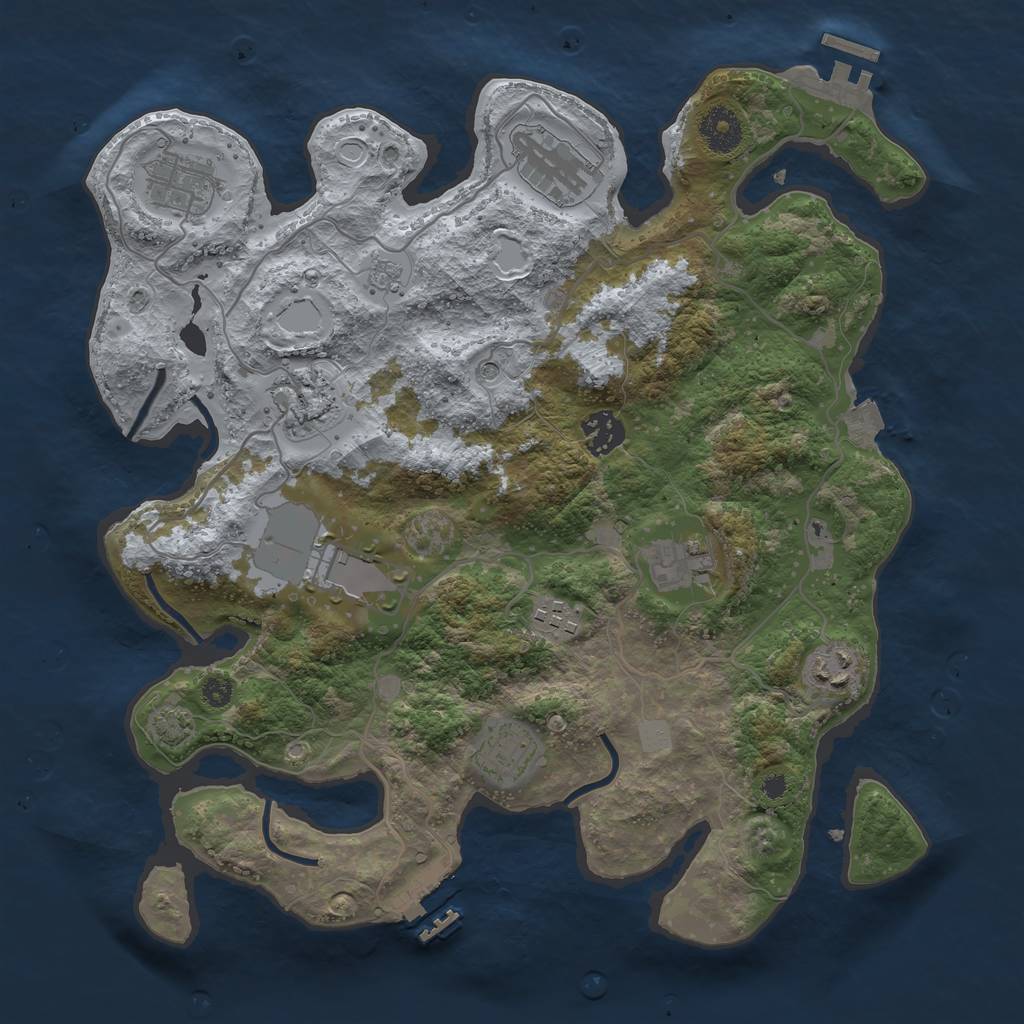 Rust Map: Procedural Map, Size: 3500, Seed: 690401510, 17 Monuments