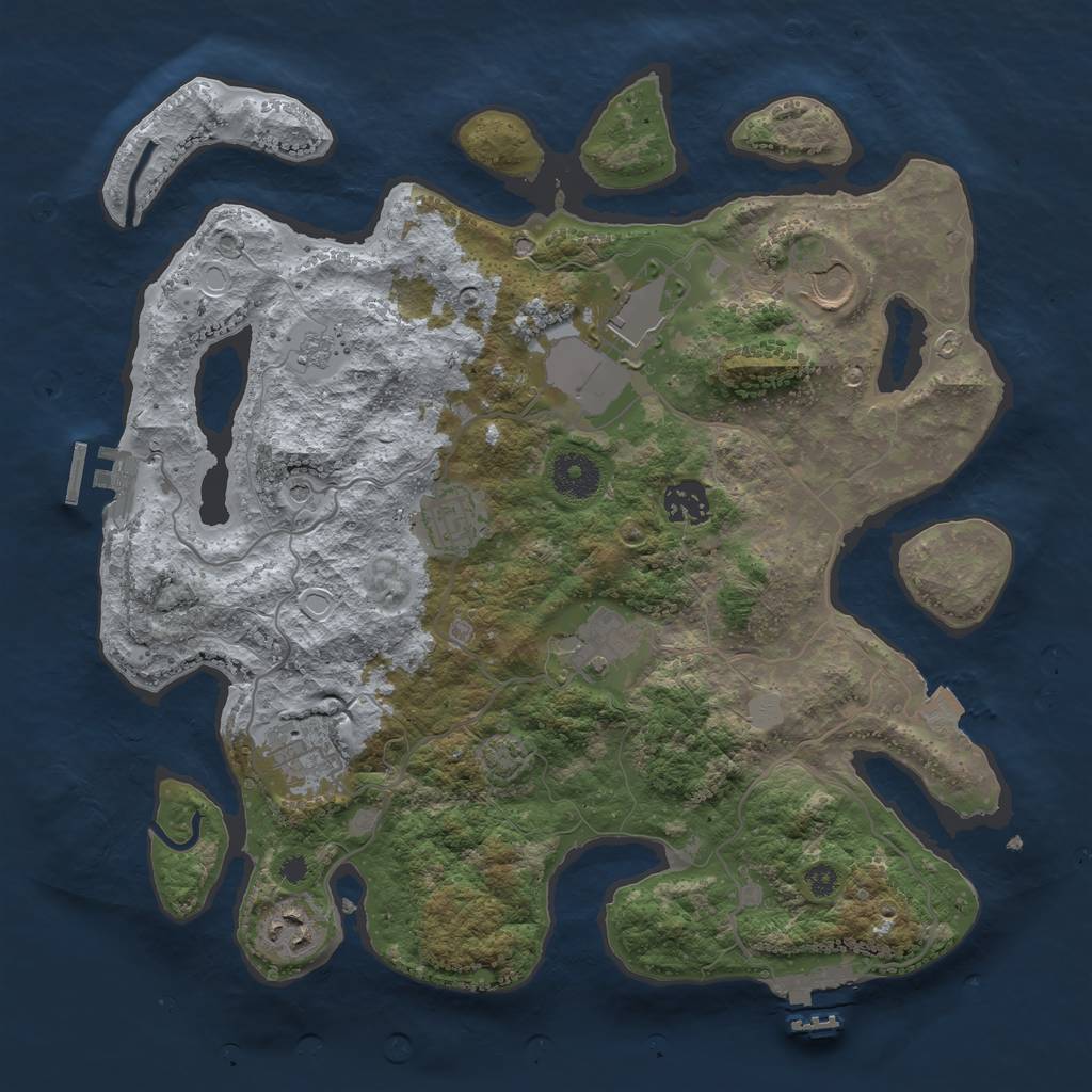 Rust Map: Procedural Map, Size: 3500, Seed: 267381, 15 Monuments