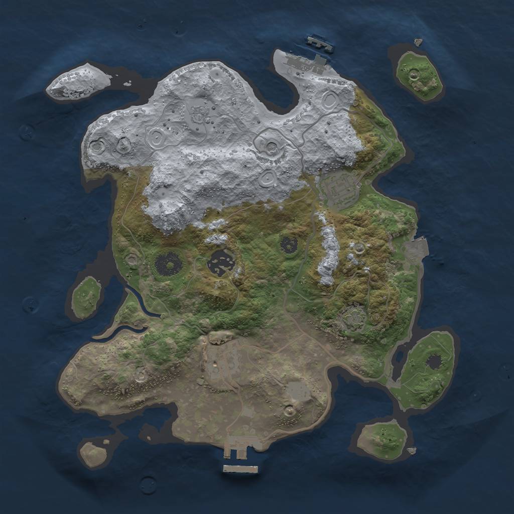 Rust Map: Procedural Map, Size: 3000, Seed: 2027336627, 11 Monuments