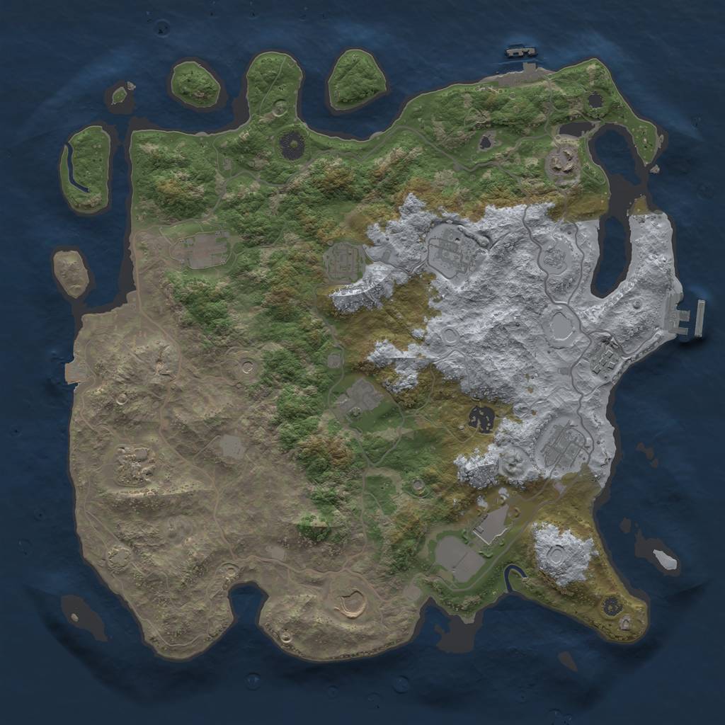 Rust Map: Procedural Map, Size: 4000, Seed: 1136750688, 19 Monuments