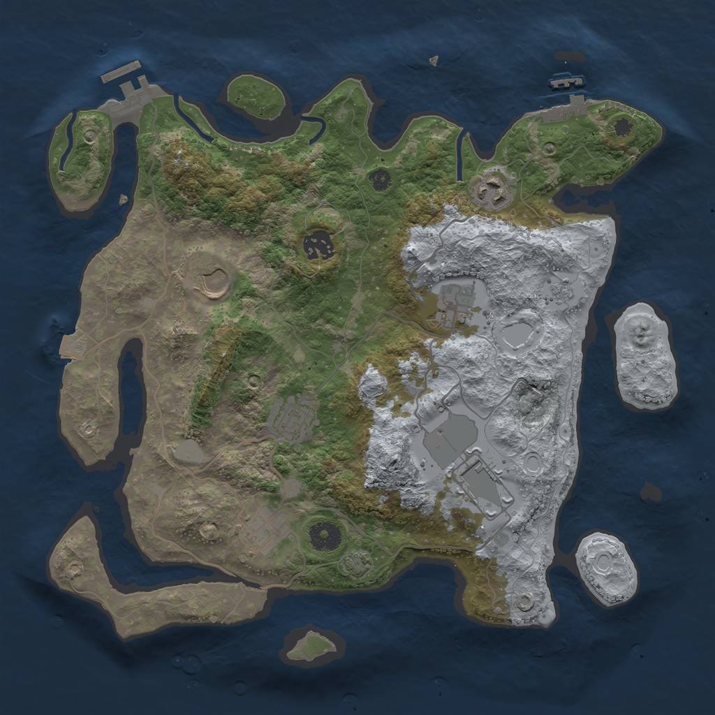 Rust Map: Procedural Map, Size: 3500, Seed: 154579533, 14 Monuments