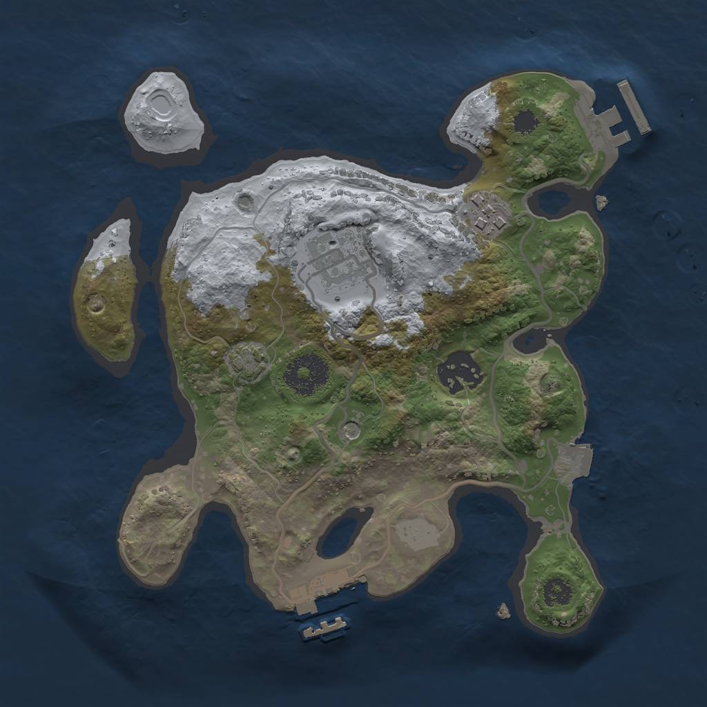 Rust Map: Procedural Map, Size: 2500, Seed: 11975, 10 Monuments