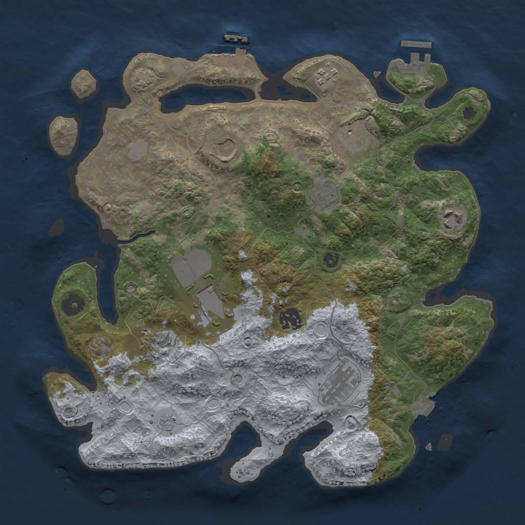 Rust Map: Procedural Map, Size: 3500, Seed: 817739047, 17 Monuments