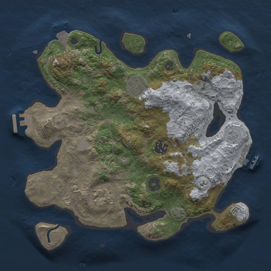 Rust Map: Procedural Map, Size: 3000, Seed: 1364229659, 11 Monuments