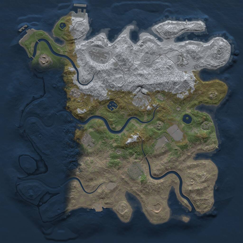 Rust Map: Procedural Map, Size: 3900, Seed: 133, 16 Monuments