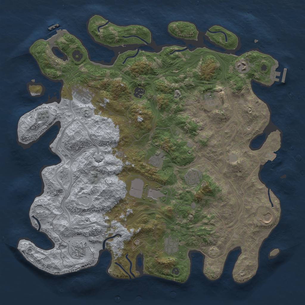 Rust Map: Procedural Map, Size: 4250, Seed: 1077574750, 19 Monuments